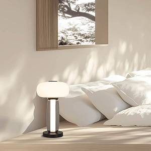 TABLE LED LIGHT 23W 3000K METAL-SMOKED & OPAL GLASS , BLACK