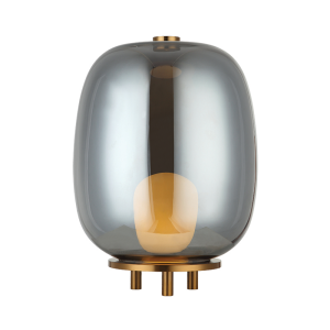 TABLE LAMP 1XG9 SMOKE GLASS - GOLD MAT