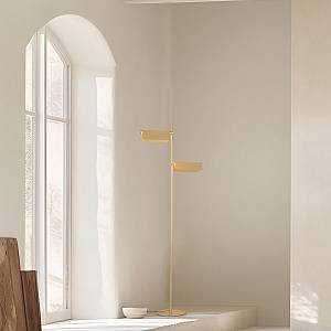 FLOOR LED LIGHT 12W 3000K BRUSHED GOLD MOVABLE LIGHT DEFLECTORS STEP DIMMING