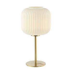 TABLE LAMP E27 MAX 25W GLASS MATERIAL WHITE & BRASS  ON/OFF SWITCH