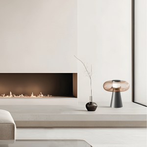 TABLE LED LIGHT 18W 3000K BLACK MATT, TOUCH DIM - TAWNY GLASS