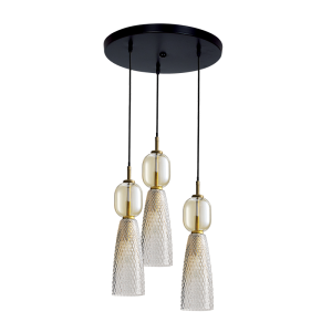 PENDANT LIGHT 3XE14 MAX 40W GLASS ANTIQUE BRASS