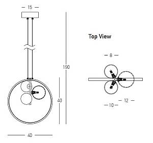PENDANT LED LIGHT 20W +3 XG9 METAL-GLASS BLACK
