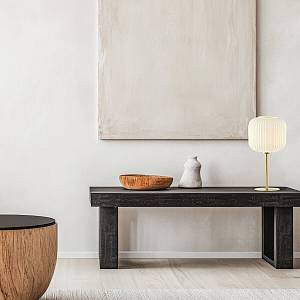 TABLE LAMP E27 MAX 25W GLASS MATERIAL WHITE & BRASS  ON/OFF SWITCH