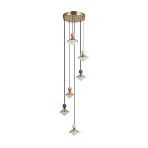 PENDANT LED LIGHT 40W 3000K CERAMIC - METAL - GLASS, BRASS