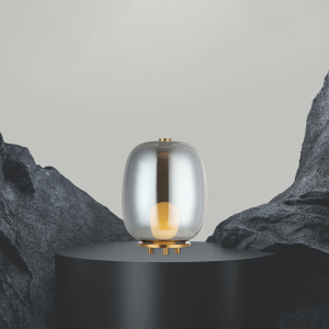 TABLE LAMP 1XG9 SMOKE GLASS - GOLD MAT