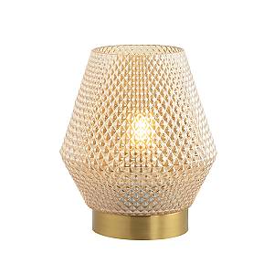 TABLE LAMP E27 MAX 25W GLASS  COGNAC&BRASS ON/OFF SWITCH