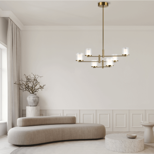 PENDANT LED LIGHT 42W 3000K METAL-GLASS GOLD