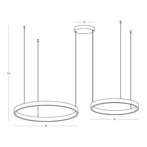 PENDANT LED LIGHT UP-DOWN 118W 3000K BLACK ALUMINIUM - ACRYLIC