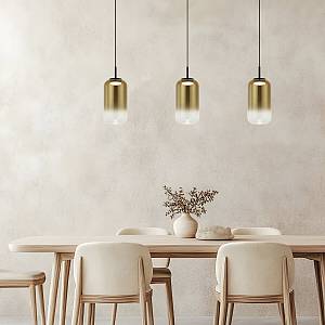 LINE LED LIGHT 3X12W 3000K GLASS BLACK-GOLD