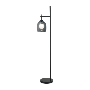 FLOOR LAMP G9 SMOKE-OPAL GLASS / BLACK MARBLE
