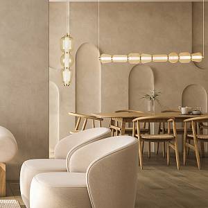 PENDANT LED LIGHT 37W 3000K METAL-GLASS, GOLD-CHAMPAGNE