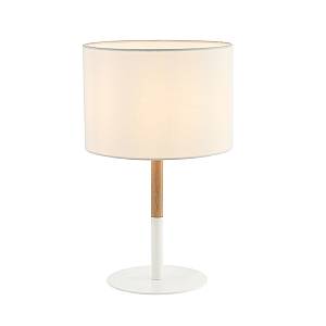 TABLE LAMP E14 MAX 40W IRON & WOOD  &FABRIC MATERIAL WHITE SWITCH