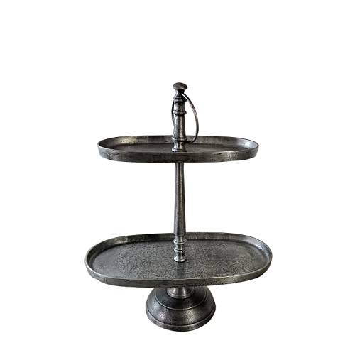 OVALLE STAND 2ΘΕΣΕΩΝ ΑΛΟΥΜΙΝΙΟ ΑΣΗΜΙ ΑΝΤΙΚΕ 40x20xH49cm