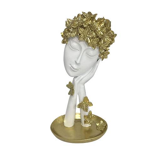 JARNI 1 DECO ΠΡΟΣΩΠΟ POLYRESIN ΛΕΥΚΟ ΧΡΥΣΟ 15,5x10xH28,5cm