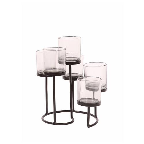 SARIO BLACK ΚΗΡΟΠΗΓΙΟ ΣΙΔΕΡΟ ΓΥΑΛΙ ΜΑΥΡΟ ΔΙΑΦΑΝΟ D23xH23cm