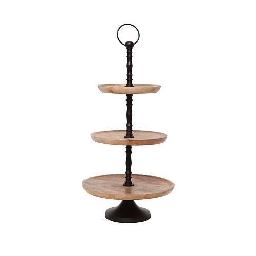NIKISI STAND 3ΘΕΣΕΩΝ ΞΥΛΟ MANGO ΑΛΟΥΜΙΝΙΟ ΦΥΣΙΚΟ ΜΑΥΡΟ D30xH63cm