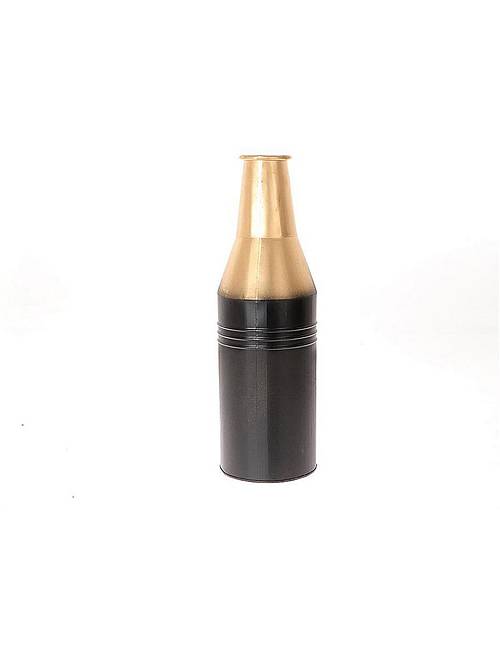 Βάζο μπουκάλι μεταλ.μαύρο με χρυσό rim 16,8X53,2