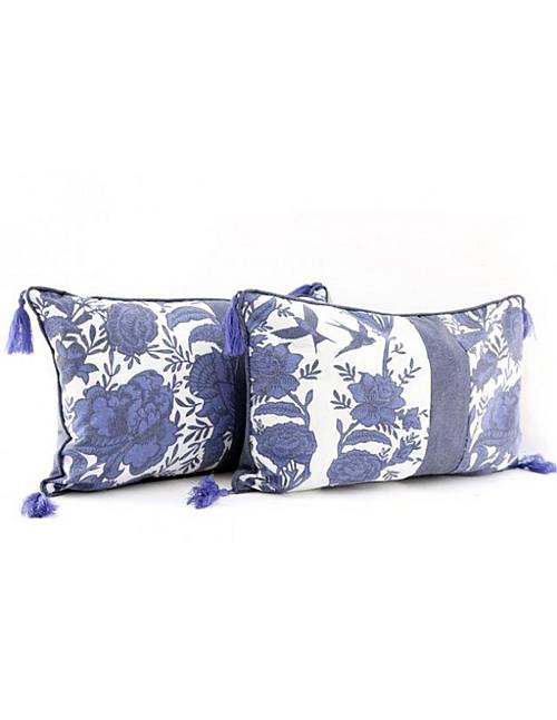 Μαξιλάρι 30Χ50 blue leaves 2χρ.