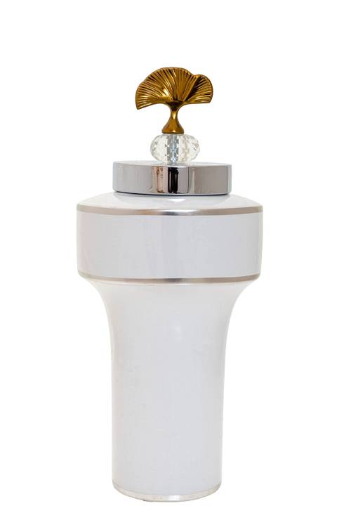 ΔΙΑΚΟΣΜΗΤΙΚΟ ΒΑΖΟ ΚΕΡΑΜΙΚΟ ΑΣΠΡΟ ΑΣΗΜΙ ΜΕ ΜΕΤΑΛΛΙΚΟ ΚΑΠΑΚΙ 16Χ36ΕΚ