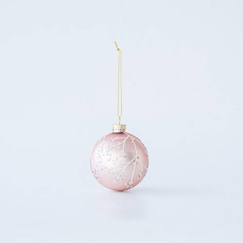 ΓΥΑΛΙΝΗ ΜΠΑΛΑ, ΡΟΖ ΜΕ ΛΕΥΚΑ ΣΧΕΔΙΑ, ΣΕΤ 4ΤΜΧ, 10cm