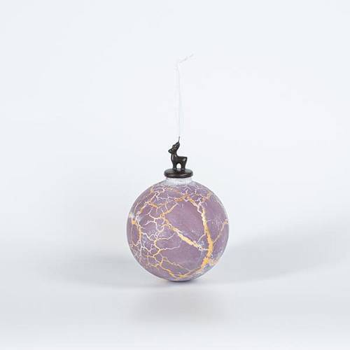 ΓΥΑΛΙΝΗ ΜΠΑΛΑ, ΣΑΠΙΟ ΜΗΛΟ ΜΕ ΧΡΥΣΟ, ΜΕ ΠΟΡΣΕΛΑΝΙΝΟ ΤΑΡΑΝΔΟ, 1ΤΜΧ, 10cm