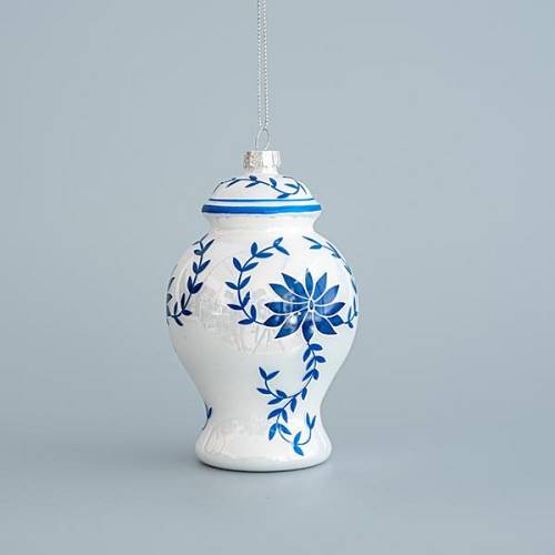 ΓΥΑΛΙΝΟ ΣΤΟΛΙΔΙ, ΒΑΖΟ, ΛΕΥΚΟ ΜΕ ΜΠΛΕ ΛΟΥΛΟΥΔΙΑ, ΣΕΤ 2ΤΜΧ, 7,5x12,2cm