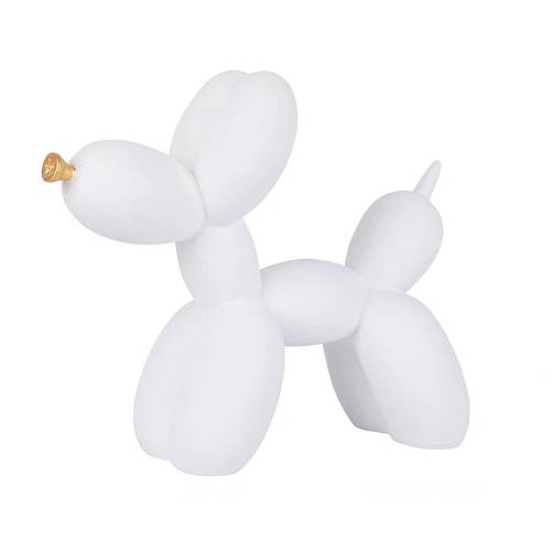 BISON BLANC DECO ΣΚΥΛΟΣ POLYRESIN ΛΕΥΚΟ ΜΑΤ ΧΡΥΣΟ 21x9xH18cm