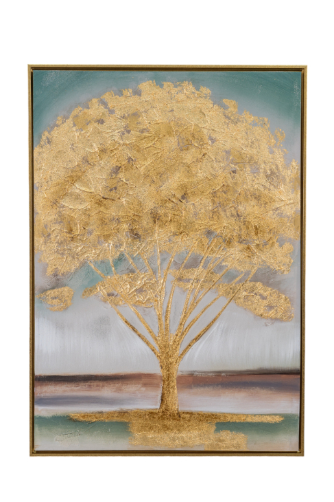 ΠΙΝΑΚΑΣ ΖΩΓΡΑΦΙΚΗΣ ΣΕ ΚΑΜΒΑ ΜΕ ΚΟΡΝΙΖΑ ΔΕΝΤΡΟ ΧΡΥΣΟ.73Χ103Χ3,5ΕΚ