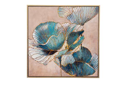 ΠΙΝΑΚΑΣ ΣΕ ΚΑΜΒΑ ΜΕ ΚΟΡΝΙΖΑ  ΛΟΥΛΟΥΔΙΑ ΜΠΛΕ ΧΡΥΣΑ.62,5Χ62,5Χ2,8ΕΚ