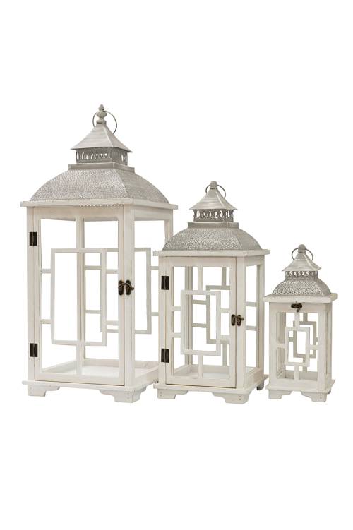 ΣΕΤ ΤΡΙΑ ΦΑΝΑΡΙΑ ΛΕΥΚΑ ΜΕ ΓΚΡΙ ΚΑΠΑΚΙ ΜΕΤΑΛΛΙΚΟ.ΜΕΓΕΘΟΣ  31Χ31Χ75ΕΚ ΚΑΙ 24Χ24Χ58ΕΚ ΚΑΙ 16,5Χ16,5Χ39Ε