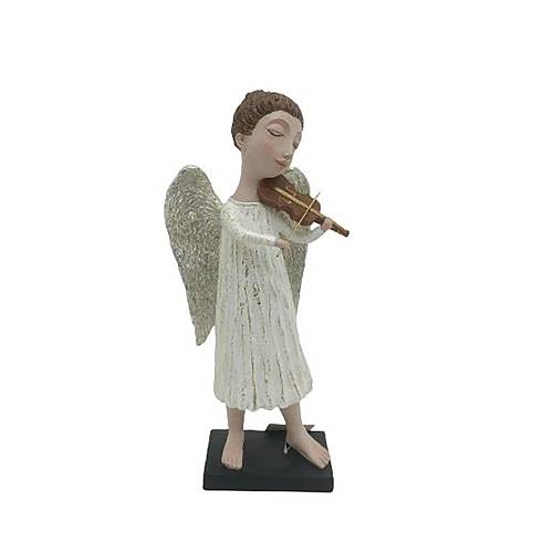 XMAS HANIEL VIOLIN ΑΓΓΕΛΟΣ ΜΕ ΦΤΕΡΑ POLYRESIN ΛΕΥΚΟ ΜΠΕΖ 18x12xH39cm