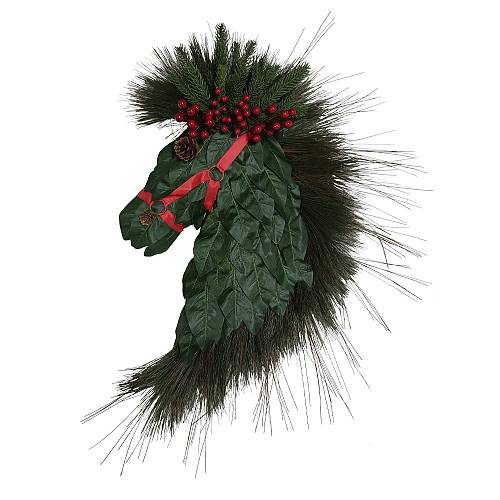 XMAS HORSE HEAD 86 B DECO POLYFOAM PVC ΠΡΑΣΙΝΟ ΚΟΚΚΙΝΟ 45x3xH86cm