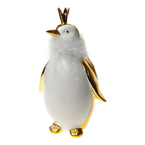 ΧΡΙΣΤΟΥΓΕΝΝΙΑΤΙΚΟΣ ΔΙΑΚΟΣΜΗΤΙΚΟΣ ΠΙΓΚΟΥΙΝΟΣ ΚΕΡΑΜΙΚΟΣ ΧΡΥΣΟΣ ΛΕΥΚΟΣ ΜΕ ΠΟΥΠΟΥΛΟ.ΔΙΑΣΤΑΣΗ 10Χ6,1Χ15,7