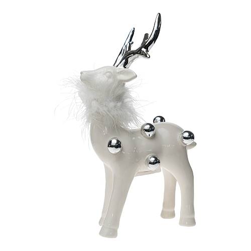 ΧΡΙΣΤΟΥΓΕΝΝΙΑΤΙΚΟΣ ΔΙΑΚΟΣΜΗΤΙΚΟΣ ΤΑΡΑΝΔΟΣ ΚΕΡΑΜΙΚΟΣ ΛΕΥΚΟΣ ΜΕ ΑΣΗΜΙ ΜΠΙΛΙΕΣ ΚΑΙ ΛΕΥΚΟ ΠΟΥΠΟΥΛΟ.ΔΙΑΣΤ