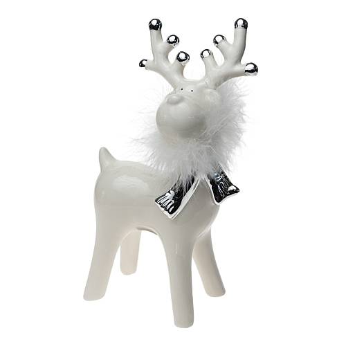 ΧΡΙΣΤΟΥΓΕΝΝΙΑΤΙΚΟΣ ΔIΑΚΟΣΜΗΤΙΚΟΣ ΤΑΡΑΝΔΟΣ ΚΕΡΑΜΙΚΟΣ ΜΕ ΚΑΣΚΟΛ ΑΣΗΜΙ ΛΕΥΚΟΣ ΜΕ ΠΟΥΠΟΥΛΟ.ΔΙΑΣΤΑΣΗ 11,6