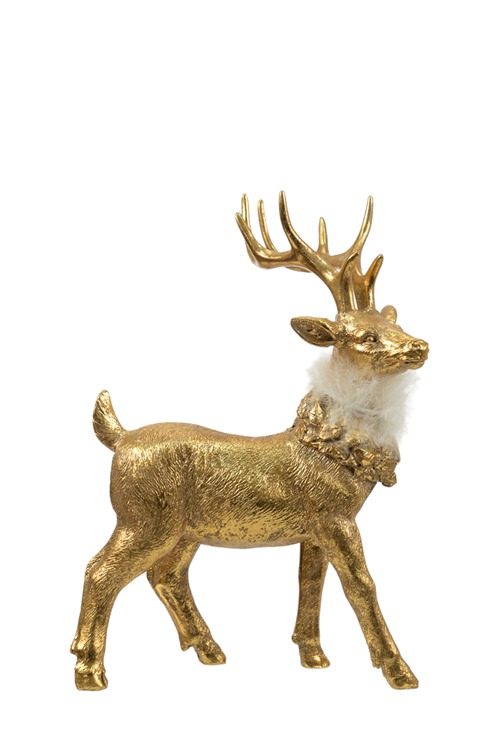 ΧΡΙΣΤΟΥΓΕΝΝΙΑΤΙΚΟΣ ΠΟΛΥΕΣΤΕΡΙΚΟΣ ΤΑΡΑΝΔΟΣ ΟΡΘΙΟΣ ΧΡΥΣΟΣ ΜΕ ΛΕΥΚΟ ΠΟΥΠΟΥΛΟ 16Χ9Χ24ΕΚ