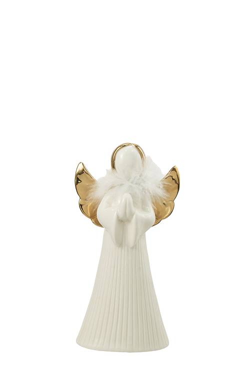 ΧΡΙΣΤΟΥΓΕΝΝΙΑΤΙΚΟΣ ΚΕΡΑΜΙΚΟΣ ΑΓΓΕΛΟΣ ΜΕ ΛΕΥΚΟ ΠΟΥΠΟΥΛΟ  ΛΕΥΚΟΣ ΧΡΥΣΟΣ 11,5Χ7,8Χ21,5ΕΚ