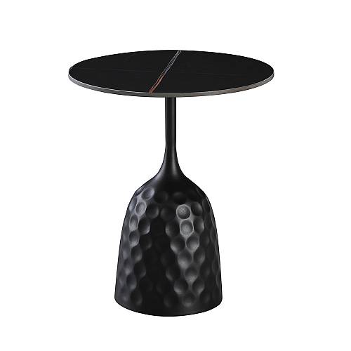 VOLCANO SIDE TABLE ΜΑΥΡΟ ΜΕ ΟΨΗ ΜΑΡΜΑΡΟΥ ΜΑΥΡΟ 50x50xH61cm