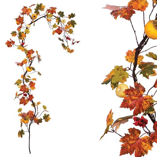 ΓΙΡΛΑΝΤΑ ΚΟΚΚΙΝΗ/ΠΟΡΤΟΚΑΛΙ ΜΕ ΦΥΛΛΑ X48 Υ2.4cm - 140/ΚΙΒ