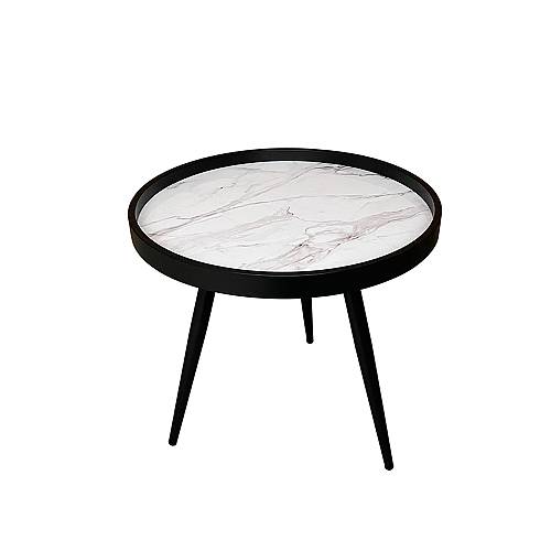 MARM SIDE TABLE MDF ΛΕΥΚΟ ΜΕ PATTERN MDF ΜΑΥΡΟ 49.5x49.5x52 E1