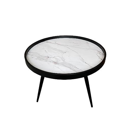 MARM COFFEE TABLE MDF ΛΕΥΚΟ ΜΕ PATTERN MDF ΜΑΥΡΟ 60x60x45 E1