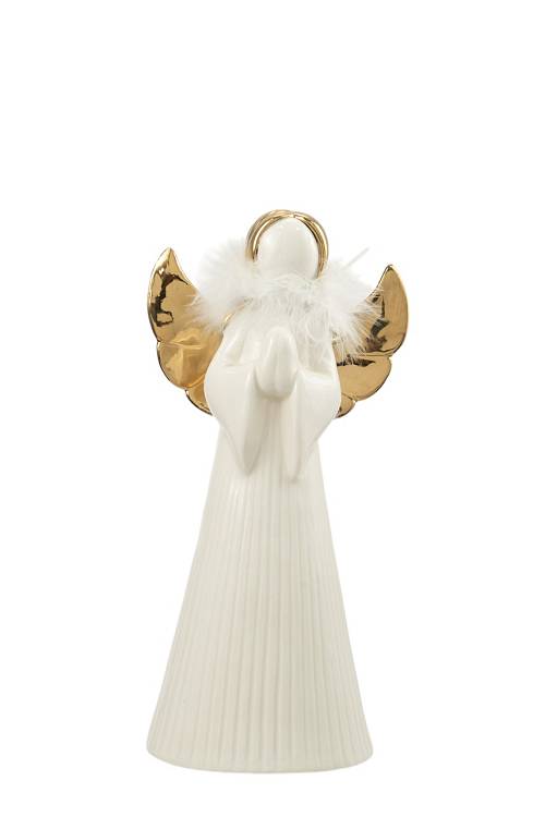 ΧΡΙΣΤΟΥΓΕΝΝΙΑΤΙΚΟΣ ΚΕΡΑΜΙΚΟΣ ΑΓΓΕΛΟΣ ΜΕ ΛΕΥΚΟ ΠΟΥΠΟΥΛΟ ΛΕΥΚΟΣ ΧΡΥΣΟΣ 13Χ8,7Χ26ΕΚ