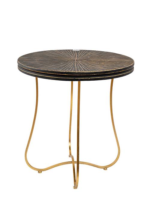 ΜΕΤΑΛΛΙΚΟ ΤΡΑΠΕΖΙ ΜΑΥΡΟ ΧΡΥΣΟ ΜΕ ΓΡΑΜΜΕΣ 60Χ60Χ65,5ΕΚ