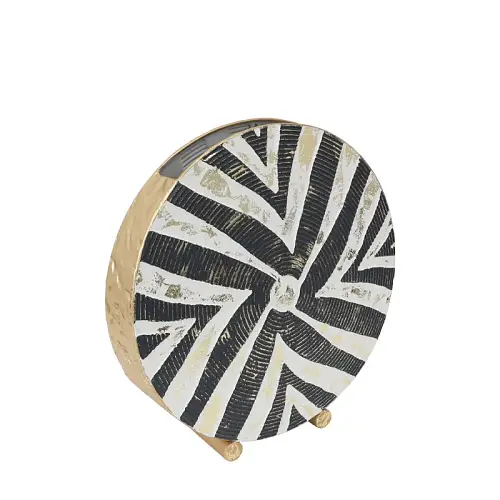 ΜΕΤΑΛΛΙΚΟ ΒΑΖΟ  ΧΡΥΣΟ/ΜΑΥΡΟ/ΛΕΥΚΟ  ΓΡΑΜΜΙΚΑ ΣΧΕΔΙΑ  - 36.8x38.1x8.9cm 4/KIB