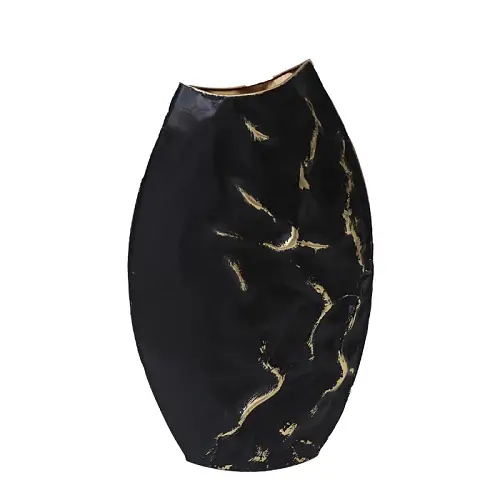 ΜΕΤΑΛΛΙΚΟ ΒΑΖΟ ΜΑΥΡΟ/ΧΡΥΣΟ ΤΣΑΛΑΚΩΤΟ - 27.3x10.2x45.7cm 4/KIB