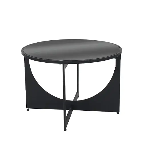 ΤΡΑΠΕΖΙ ΜΕΤΑΛΛΙΚΟ ΜΑΥΡΟ ΜΑΤ ΜΕ ΓΥΑΛΙ ΣΤΡΟΓΓΥΛΛΟ ΚΑΜΑΡΕΣ - Φ61x40cm 1/KIB