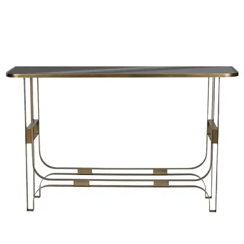 ΚΟΝΣΟΛΑ ΜΕΤΑΛΛΙΚΗ ΧΡΥΣΟ ΜΕ ΓΥΑΛΙ ΟΡΘΟΓΩΝΙΟ MODERN - 120x32x75cm 1/KIB