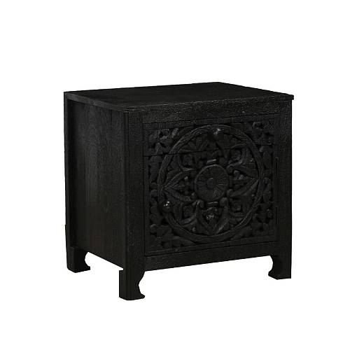 VOLCANO ΚΟΜΟΔΙΝΟ 1ΠΟΡΤΑ 1ΣΥΡΤΑΡΙ ΜΑΥΡΟ 50x40x50cm