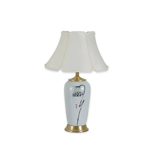 TLC 6356 ΕΠΙΤΡΑΠΕΖΙΑ ΛΑΜΠΑ ΚΕΡΑΜΙΚΗ ΛΟΥΛΟΥΔΙ ΜΕ ΑΜΠΑΖΟΥΡ ΚΛΑΣΣΙΚΟ ΕΚΡΟΥ 1XE27